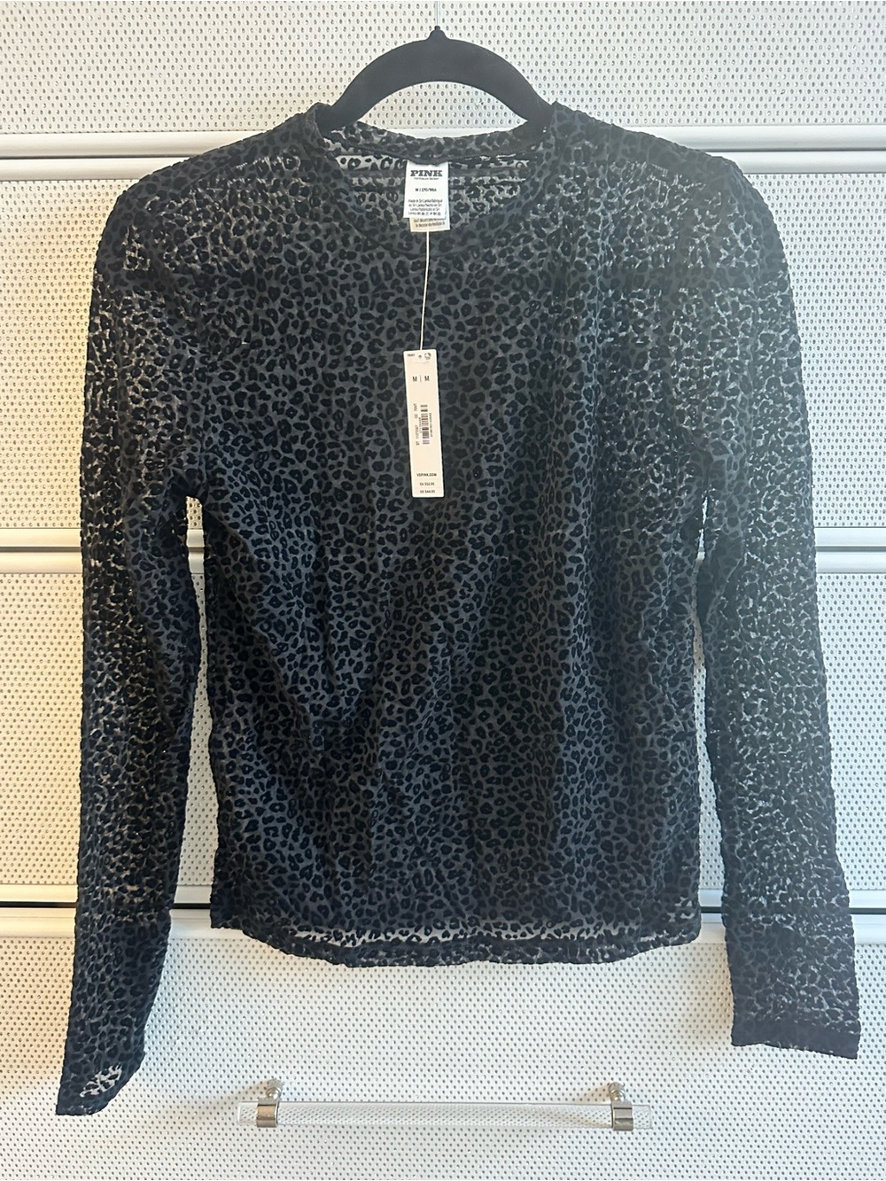 PINK Victoria's Secret Black Leopard Burnout Long Sleeve Tee